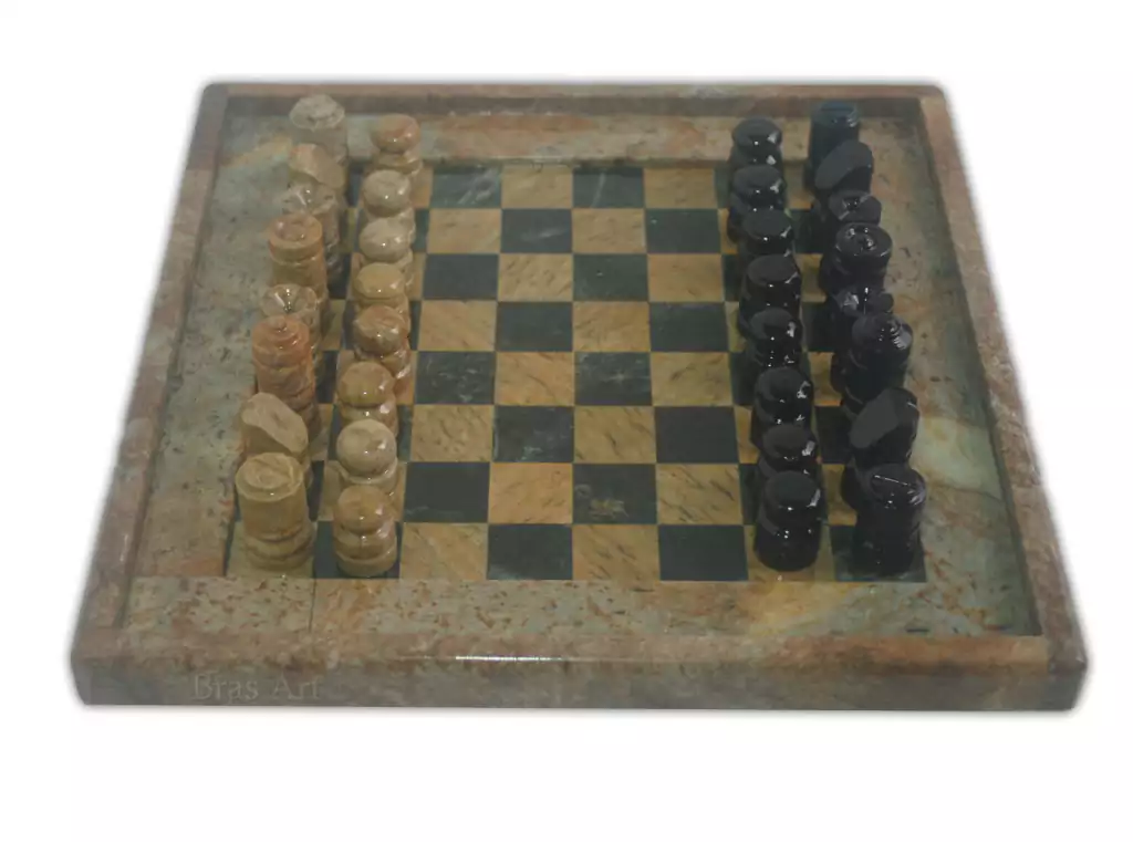 Jogo de Xadrez 2 beiral em pedra sabão xadrez e dama